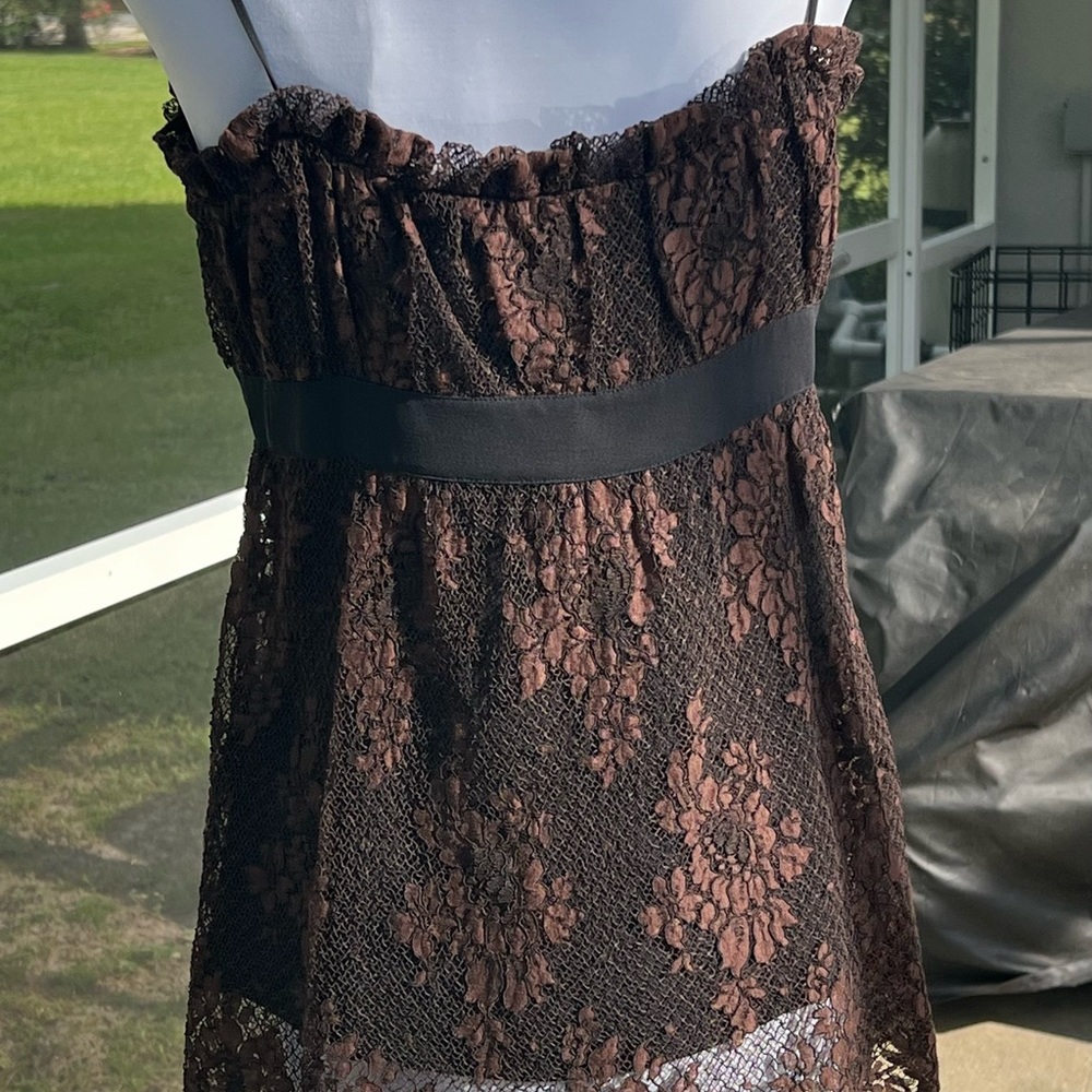 Escada Escada Brown Floral Cotton Lace Babydoll Top Size 38 Beautiful - Picture 6 of 9